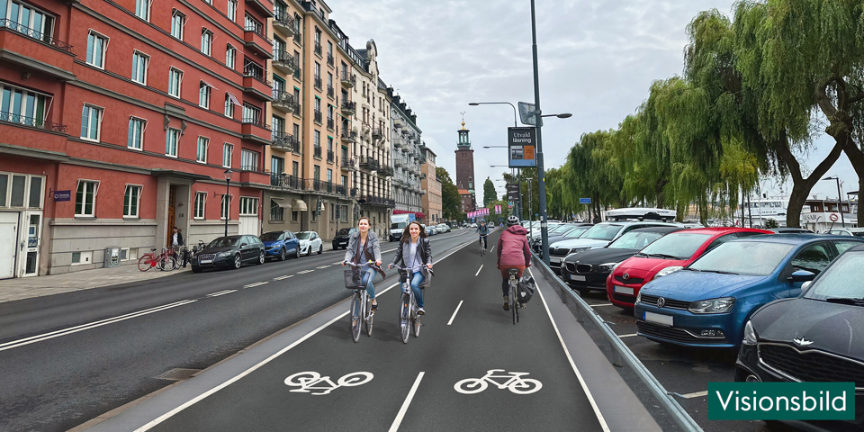 Den bredare cykelbanan gör det möjligt att cykla i bredd utan att störa mötande cyklister.